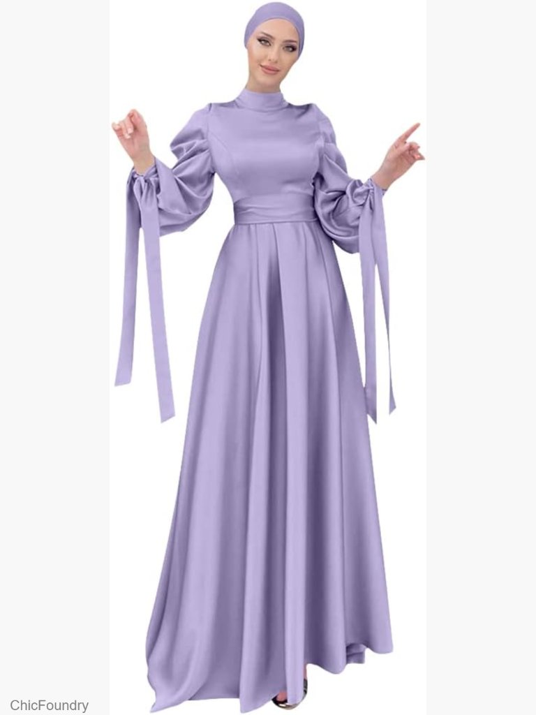 Loose Full Cover Satin Abaya Dress Muslim Prayer Kaftan Maxi